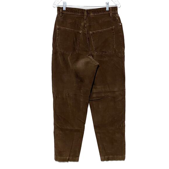 LL Bean Brown Tapered Leg Corduroy Pants Jeans Womens 12 Tall Academia Fall VTG - Picture 2 of 6